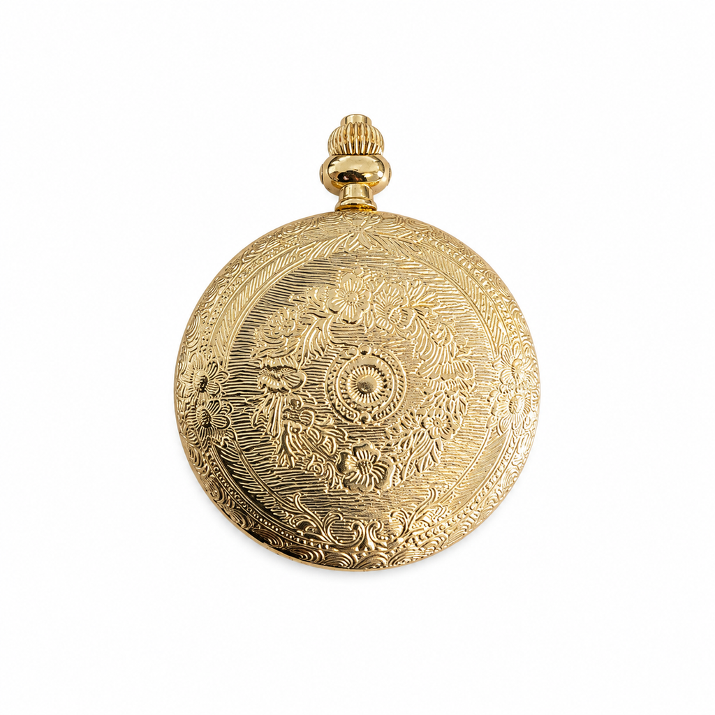 Vintage JAGA Quartz Gold-Tone Full Hunter Pocket Watch with - Battery Required
