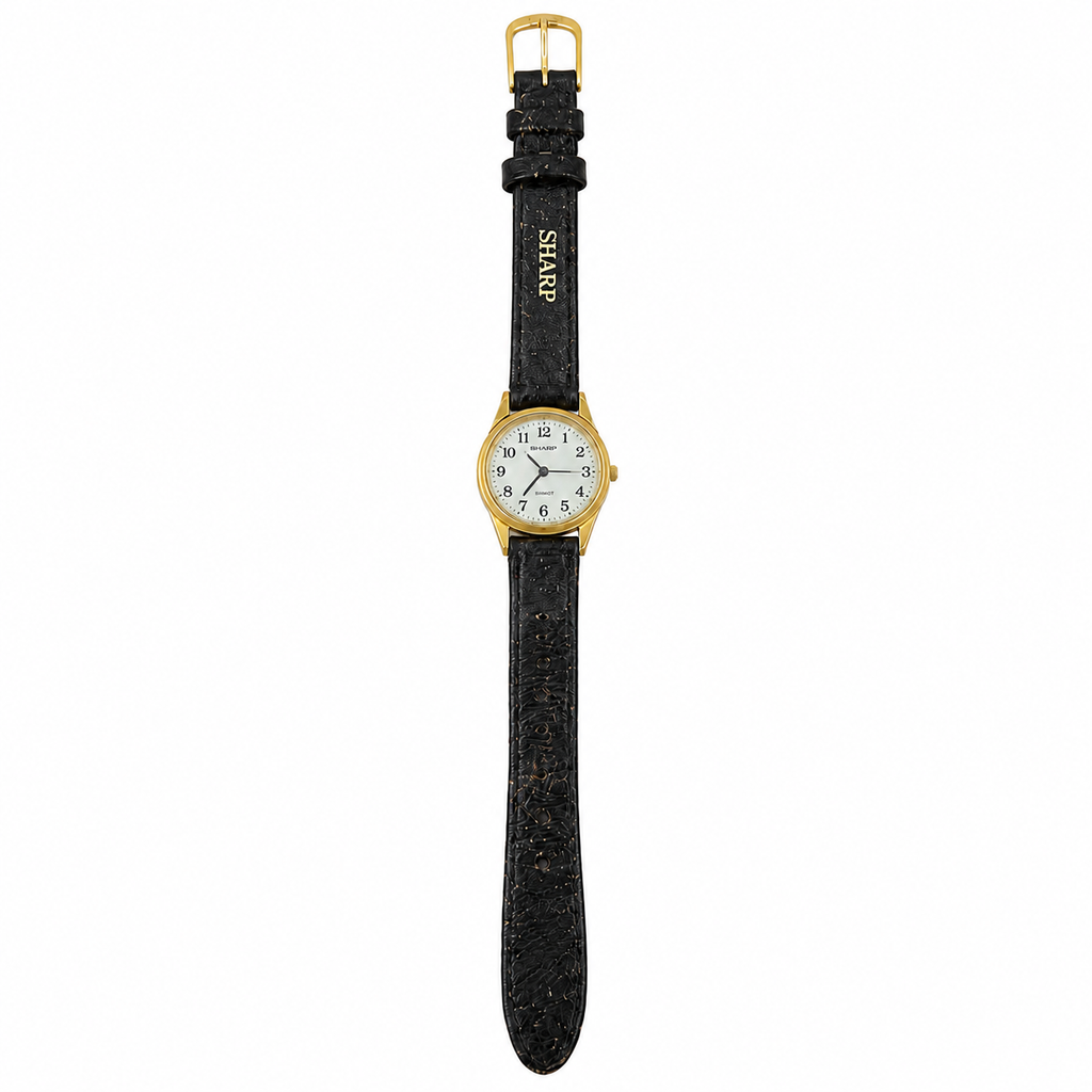 Vintage Sharp Traditional Quartz Watch - Gold/White Dial - Battery Required