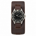 Luxury Black Dial Cuff Strap Quartz Watch - Requires a Battery