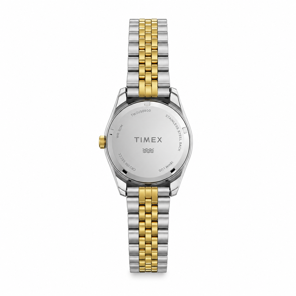 Timex Classic Two-Tone Champagne Dial Day-Date Quartz Watch - Requires a Battery