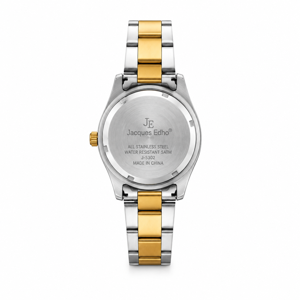 Jacques Edho Paris Two-Tone Black Dial Sport Diver Quartz Watch - Requires a Battery