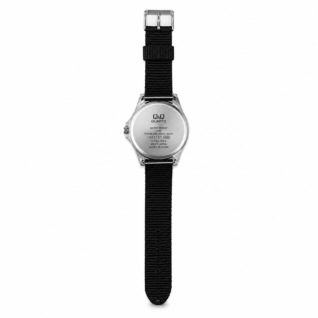 Q&Q Black Diver-Style 50M Quartz Watch