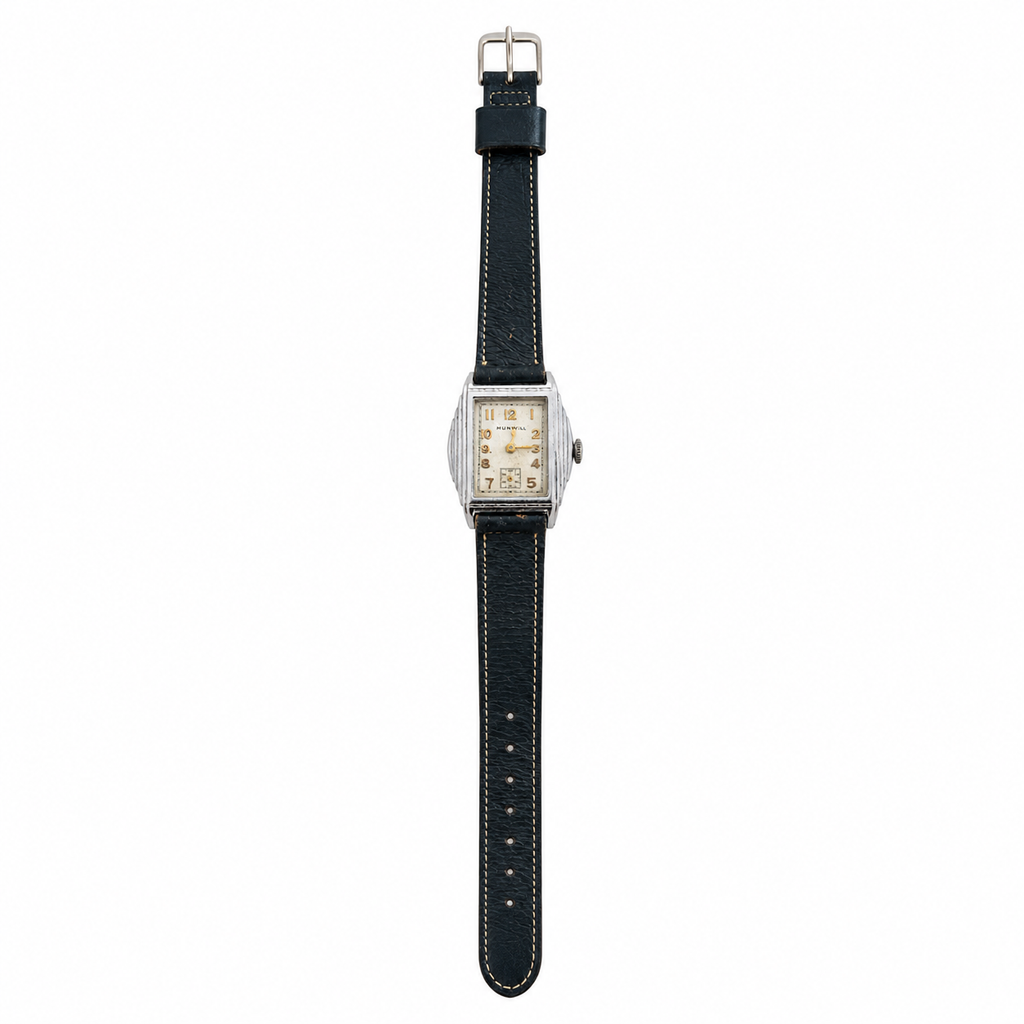 Vintage Munwill Rectangular Small Seconds Mechanical Watch - Requires Winding