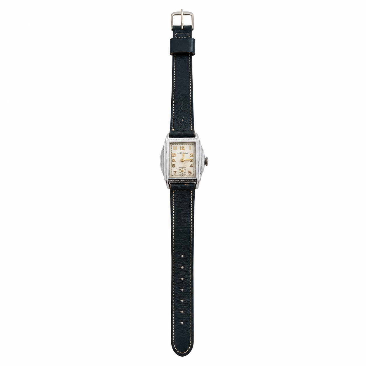 Vintage Munwill Rectangular Small Seconds Mechanical Watch - Requires Winding