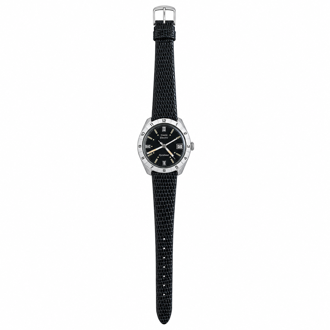 Vintage Timex Electric Dynabeat Black Dial Date Watch - Requires a Battery