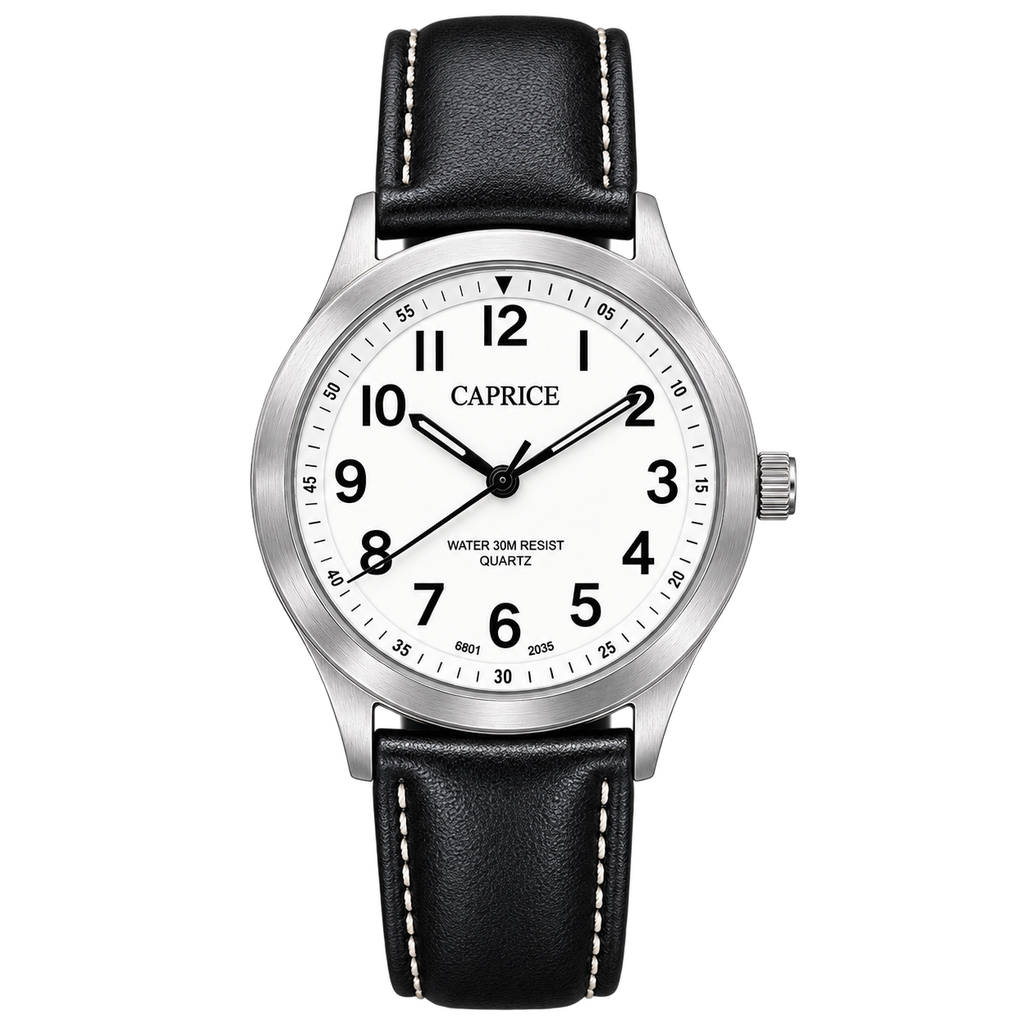 Caprice 30M White Dial Quartz Watch - Requires a Battery