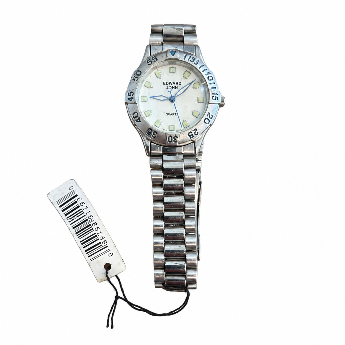 Vintage Edward Lynn Quartz Sports Watch - Silver/White Dial - Battery Required