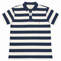 Five Four Men’s Navy & Cream Striped Polo Shirt Short Sleeve Size L