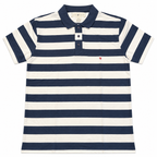 Five Four Men’s Navy & Cream Striped Polo Shirt Short Sleeve Size L