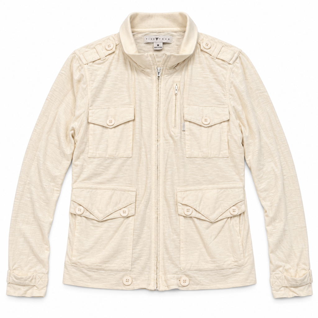 Five Four Men’s Cream Utility Field Jacket Zip Front Size M