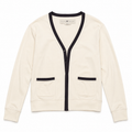 Five Four Men’s Cream White Cardigan with Dark Contrast Trim Size M