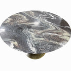 Organic Modernism 48“ Round Marble Dining Table w/ Brass Base - Showroom Floor Sample New