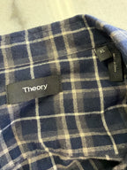 Theory Irving Men's Plaid Flannel Shirt - Navy Blue/Gray