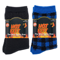 Hot Feet Kids Heavy Thermal Cold Weather Boot Socks 2-Pack - Black & Blue Plaid (Size 6-2Y)