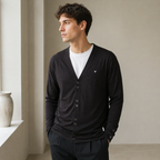 Five Four Men’s Dark Brown V-Neck Button Cardigan Long Sleeve Size L