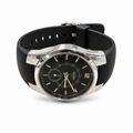 WEIDE Men’s Black Dial Quartz Watch Silver Tone Case Black Silicone Strap
