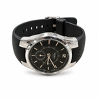 WEIDE Men’s Black Dial Quartz Watch Silver Tone Case Black Silicone Strap