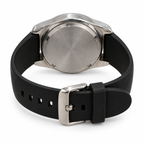 WEIDE Men’s Black Dial Quartz Watch Silver Tone Case Black Silicone Strap