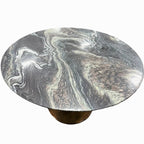 Organic Modernism 48“ Round Marble Dining Table w/ Brass Base - Showroom Floor Sample New