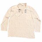 Five Four Men's Ivory Embroidered Lace-Up Long Sleeve Shirt XL