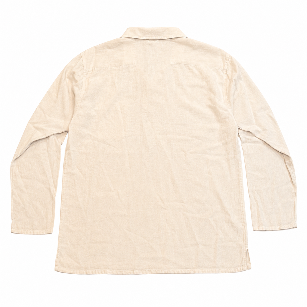 Five Four Men's Ivory Embroidered Lace-Up Long Sleeve Shirt XL