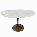Organic Modernism 48“ Round Marble Dining Table w/ Brass Base - Showroom Floor Sample New