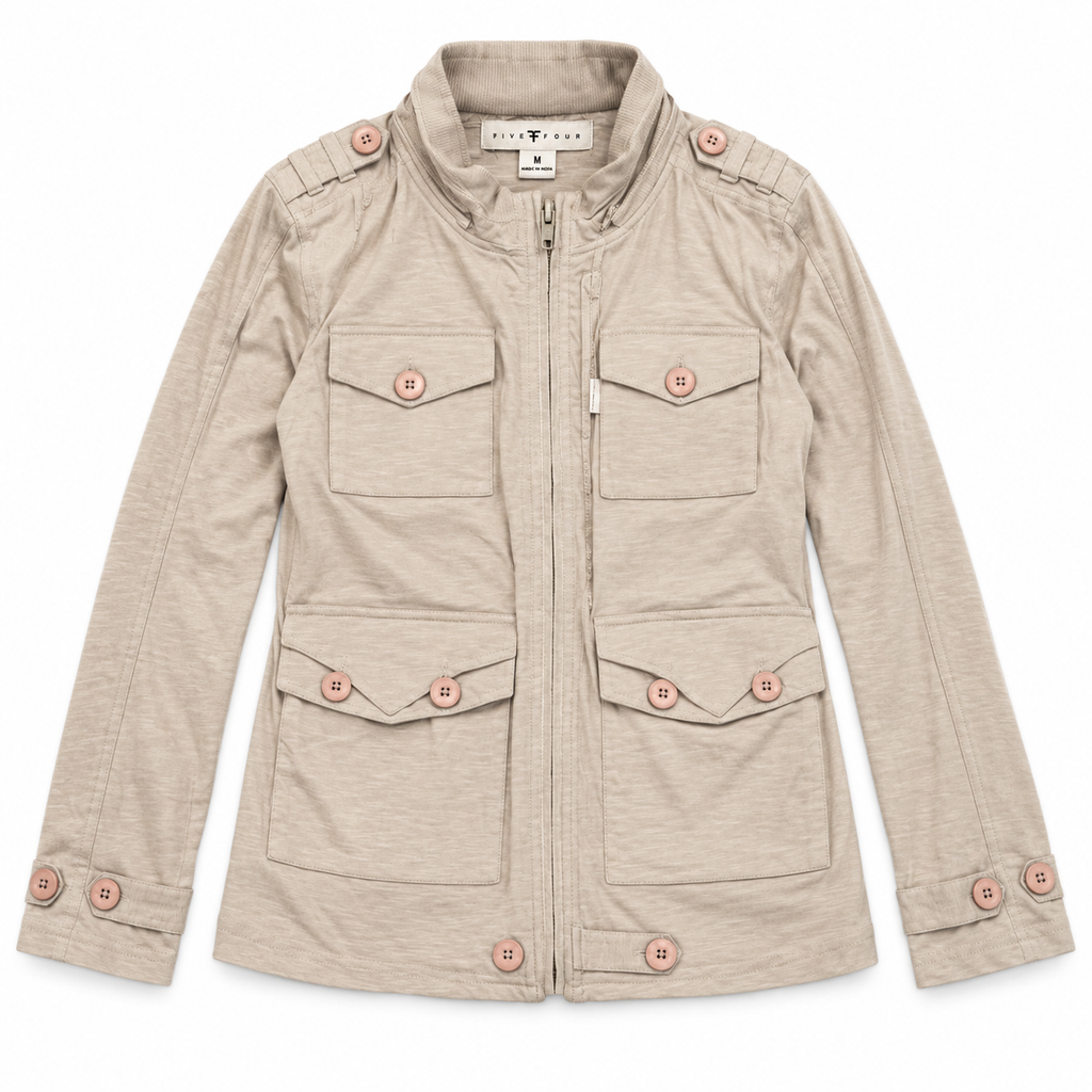 Five Four Women’s Light Taupe Utility Field Jacket Zip Front Size M