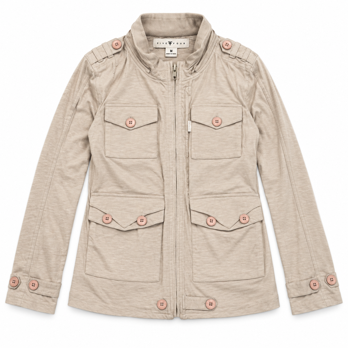 Five Four Women’s Light Taupe Utility Field Jacket Zip Front Size M