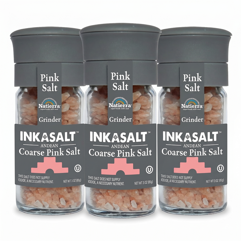 Natierra Himalania® Coarse InkaSalt Pink Salt Glass Grinder – 3 oz