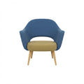 Knoll Eero Saarinen Executive Armchair Showroom Sample - Blue/tan Upholstery with Wood Legs
