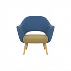 Knoll Eero Saarinen Executive Armchair Showroom Sample - Blue/tan Upholstery with Wood Legs
