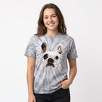 Walter Geoffrey French Bulldog Graphic Tee – Women's Unisex Frenchie Mineral Wash T-Shirt, Silver Grey