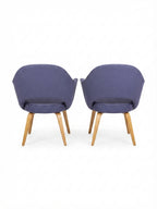 Knoll Eero Saarinen Executive Armchair Showroom Sample - Blue Upholstery with Wood Legs