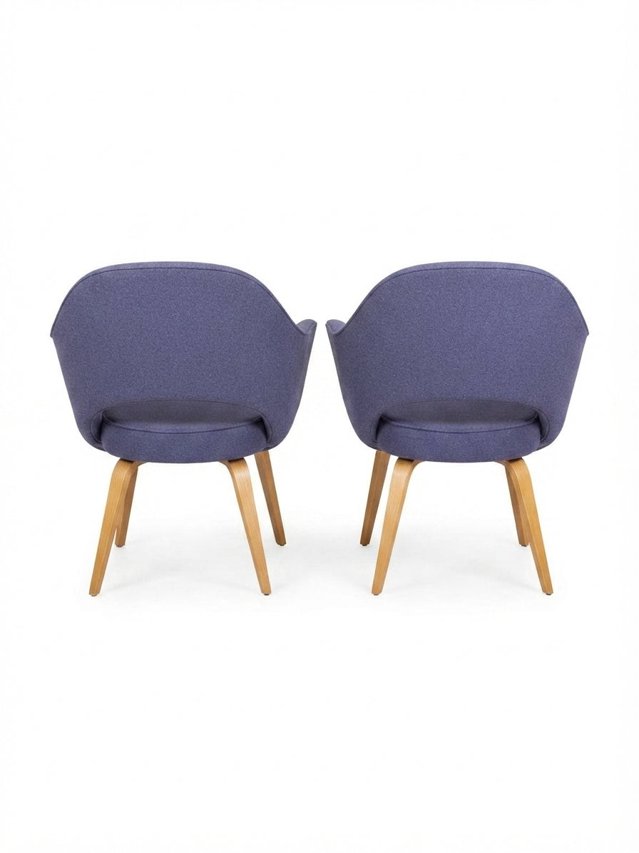Knoll Eero Saarinen Executive Armchair Showroom Sample - Blue Upholstery with Wood Legs