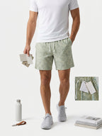 8 By Yoox Green Botanical Leaf Print Drawstring Shorts Size: 31