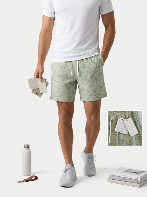 8 By Yoox Green Botanical Leaf Print Drawstring Shorts Size: 31