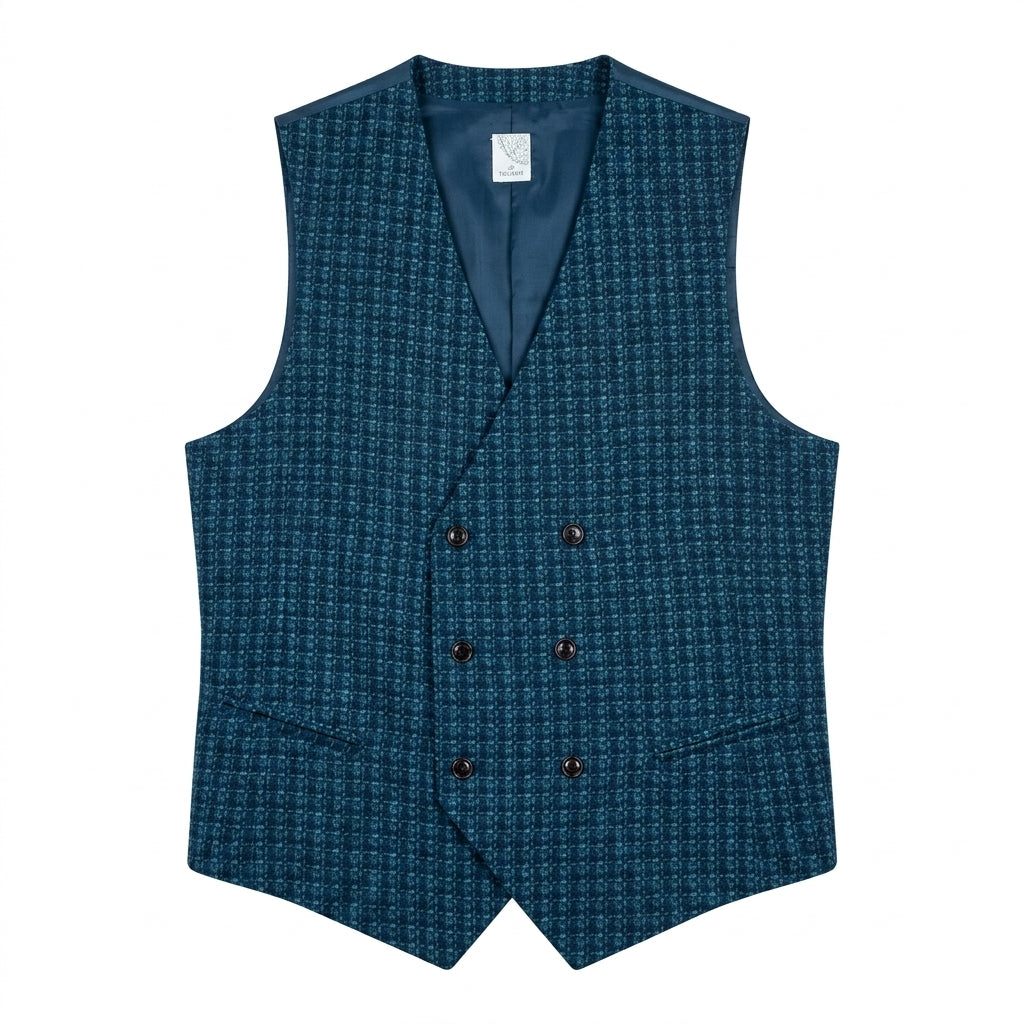 Domenico Tagliente Double Breasted Plaid Vest  made in Italy- FGL902 - 50% OFF