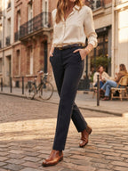 Navy Front Crease Tailored Trousers