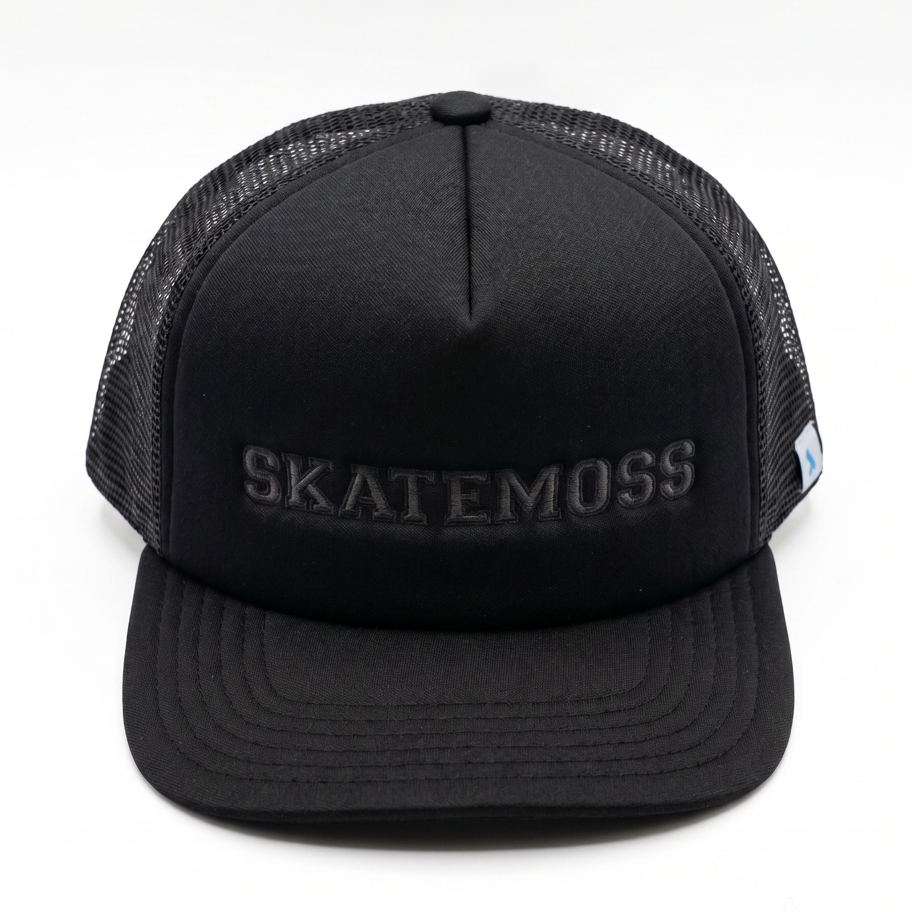 SkateMoss x New Republic Trucker Hat – Black Tonal Embroidered Snapback