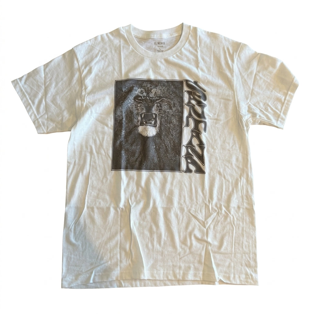 EL MERCH Vintage Style Lion Graphic T-Shirt - 100% Cotton - Made in USA - Size L