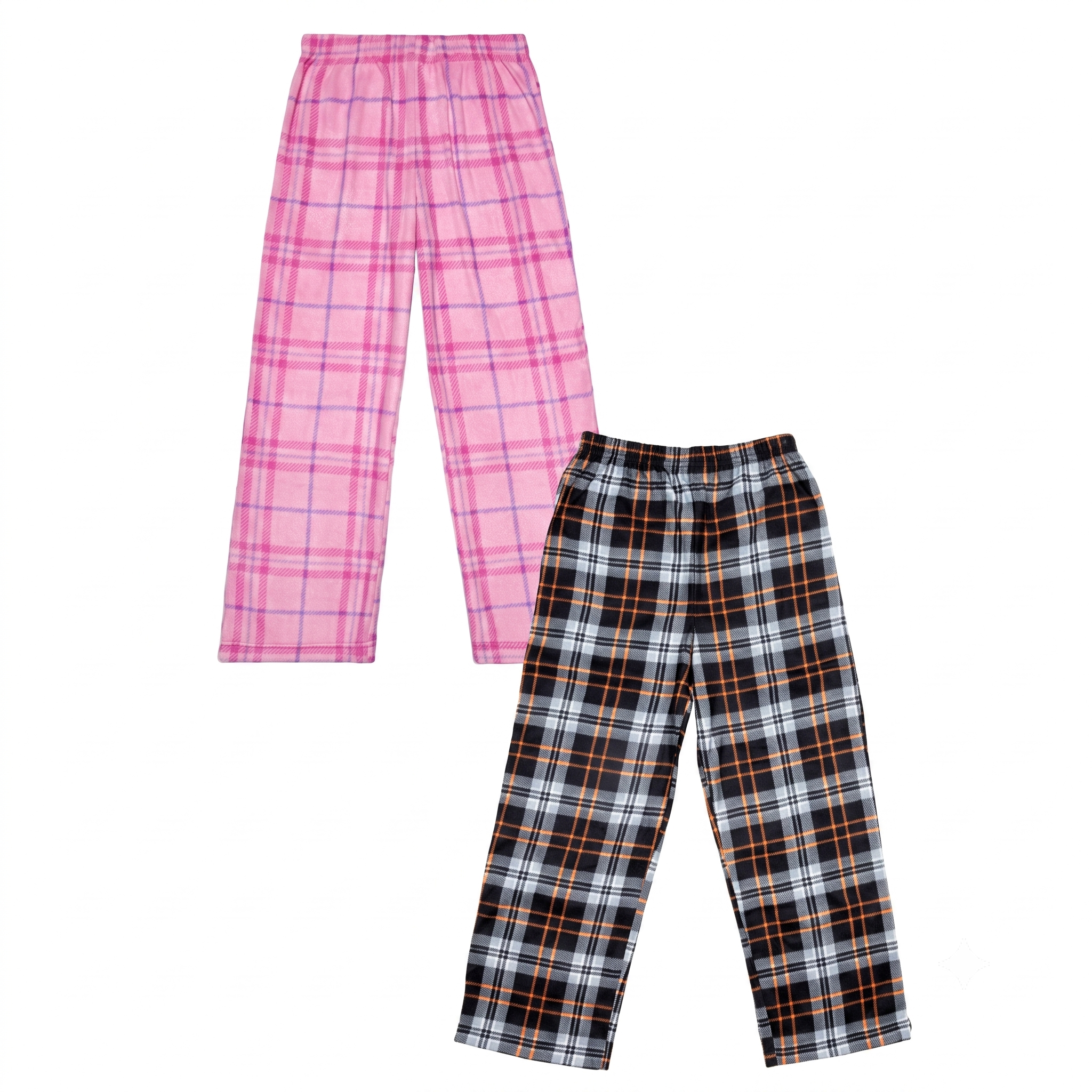 Girls' Black Plaid & Pink Plaid Pajama Pants (2-Pack) - Sizes 6-8 & 10-12