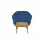 Knoll Eero Saarinen Executive Armchair Showroom Sample - Blue/tan Upholstery with Wood Legs
