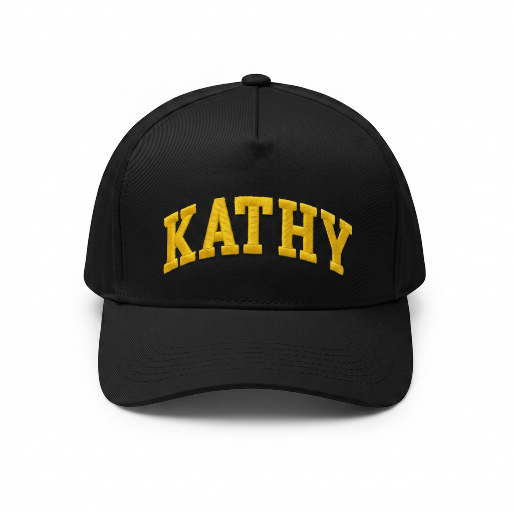 Sabi Goods 'KATHY' Yellow Embroidered Baseball Cap - Black