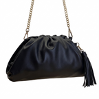 Understated Leather Black Soft Leather Dumpling Pouch Crossbody Bag