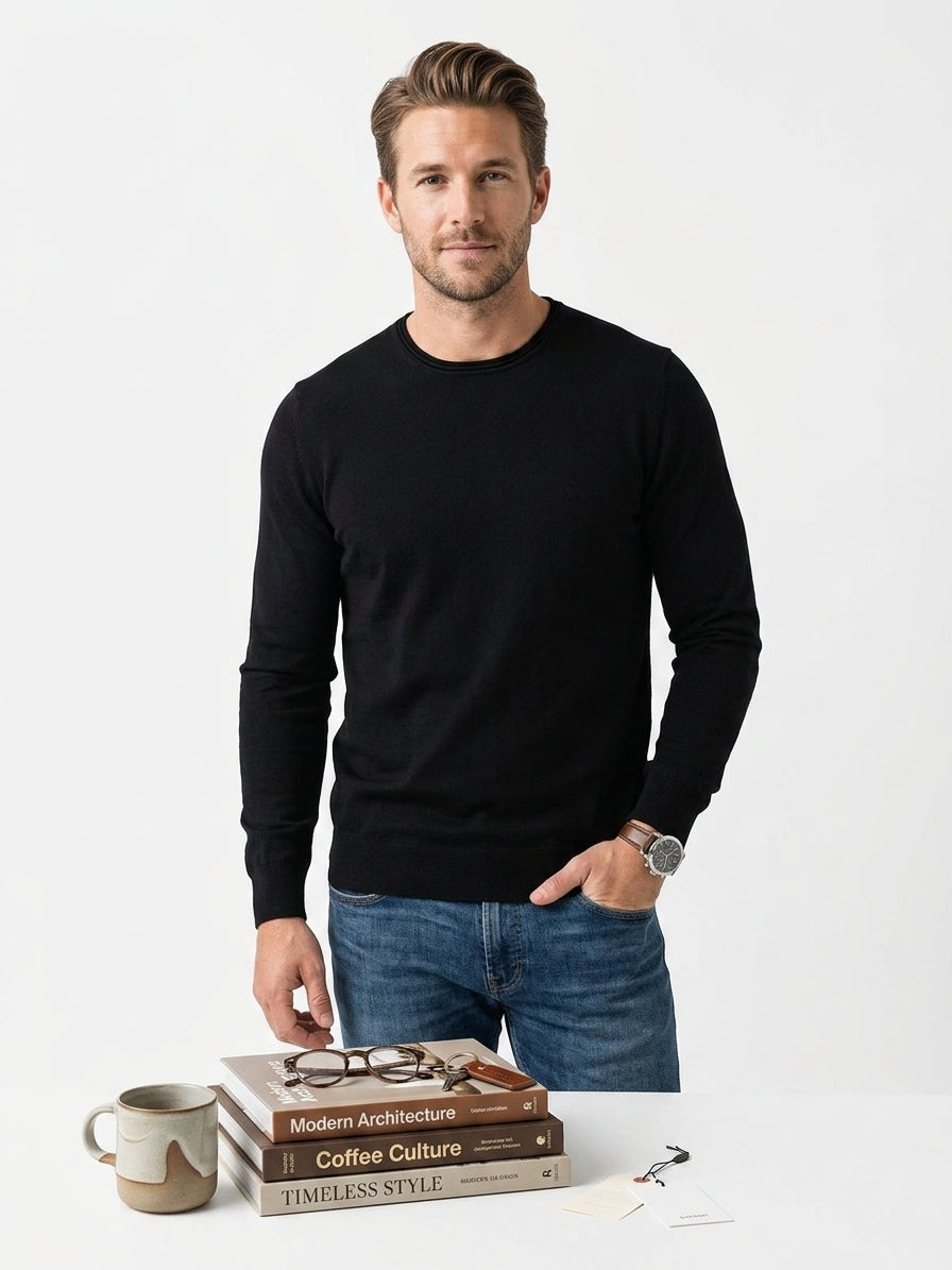 John Varvatos Star USA Black Crewneck Knit Sweater size 38-40