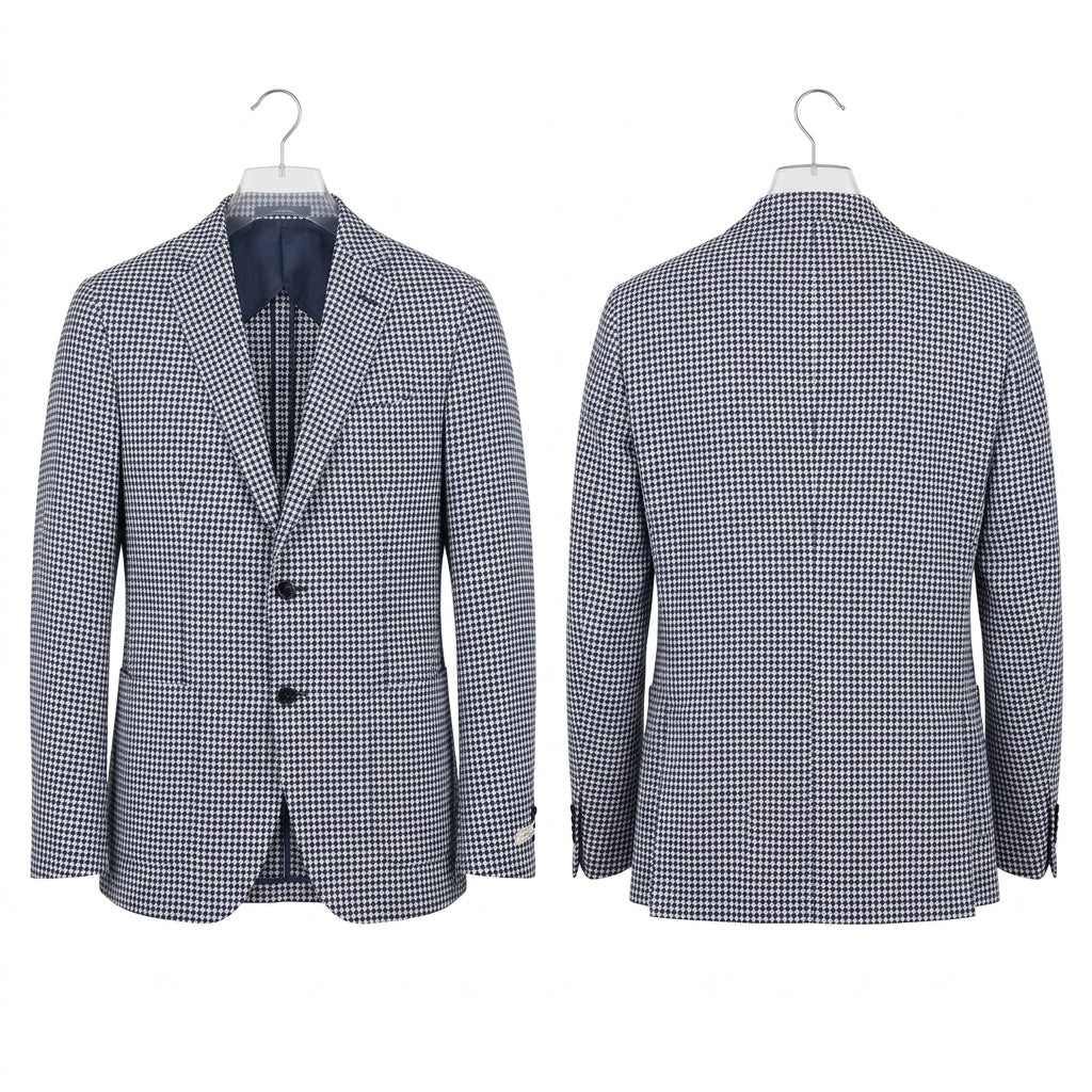 Paoloni Men's Wool-Linen Check Blazer Jacket (Size 50) Made in Italy