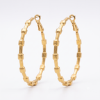 TSNMI by Kehlani Gold Segmented Hoop Earrings – Rare Streetwear Bamboo-Style Geometric Hoops