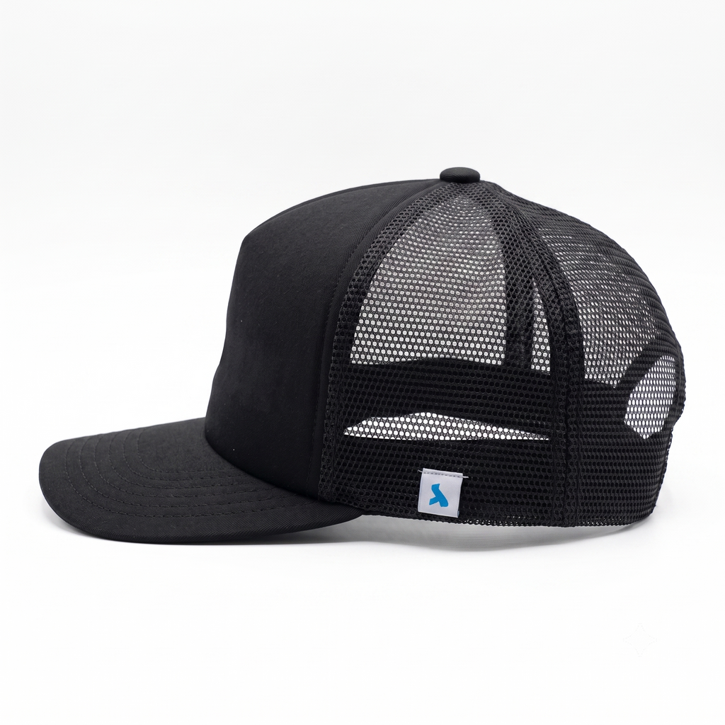 SkateMoss x New Republic Trucker Hat – Black Tonal Embroidered Snapback