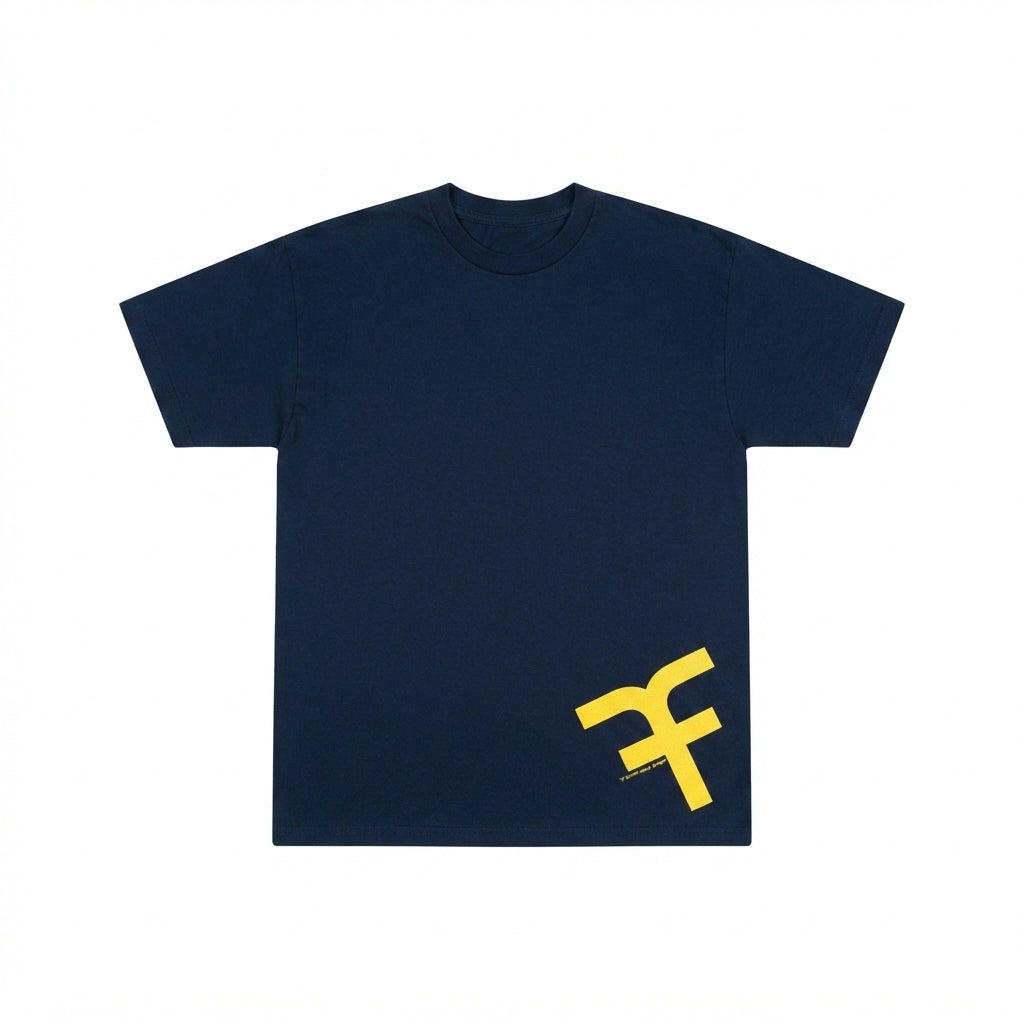 FIVE FOUR Yellow Logo T-Shirt (Navy)