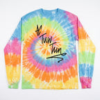 Tie Dye Collective Colorful Spiral Tie-Dye Long Sleeve T-Shirt - 'Tun Tun' Graphic - Size Unknown
